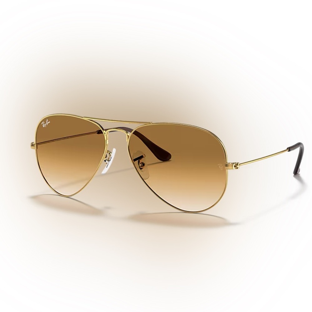 Ray-Ban Gold Aviator Sunglasses with Brown Lenses